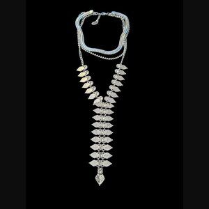 Free People Retired Electra Silver Tone 18.75" Chain Multistrand Y Necklace